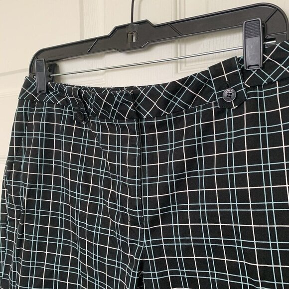 Liz Claiborne Liz Golf Audra Women's Size 8 Pants Black Blue Geometric Check - Picture 5 of 12